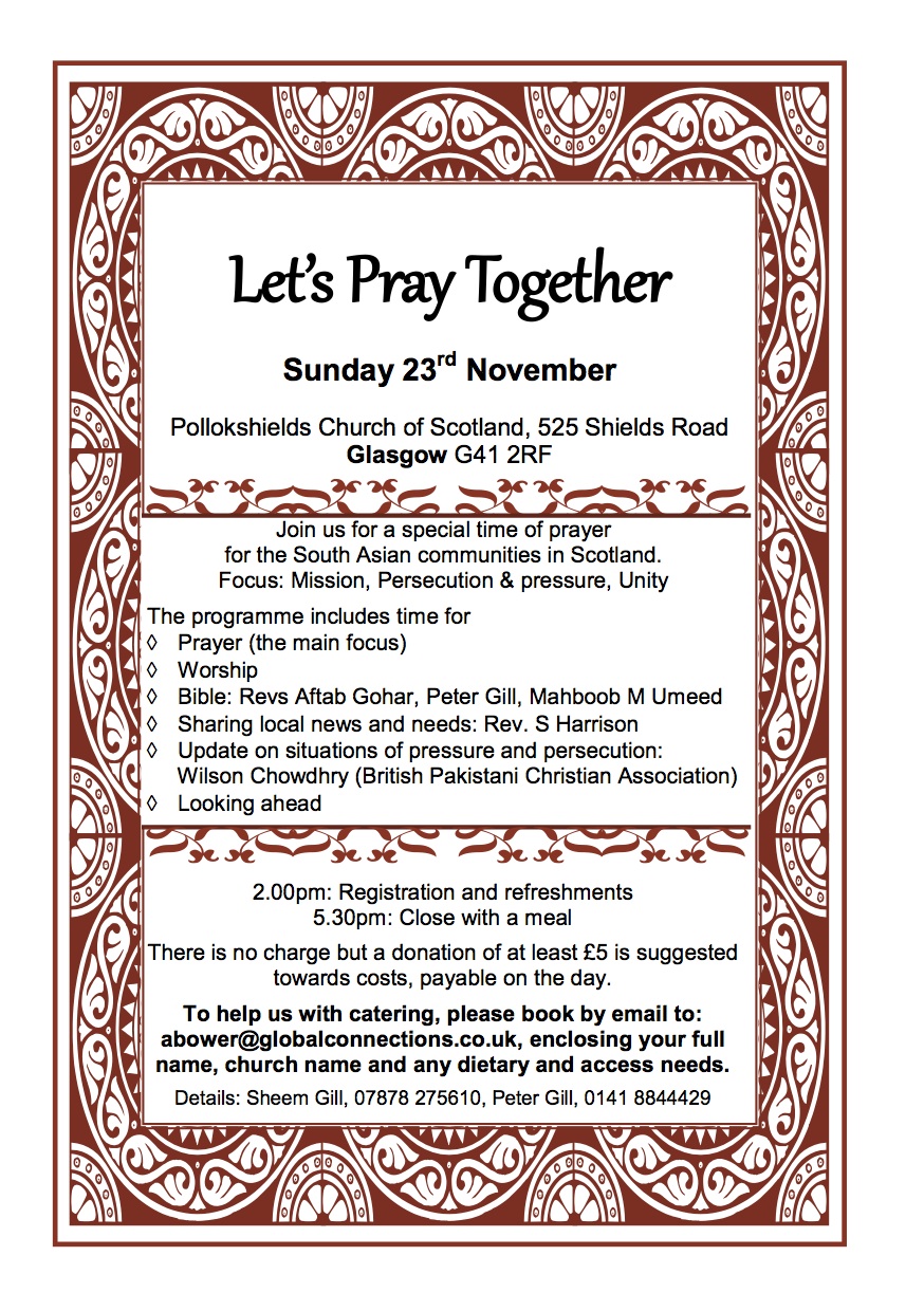 Glasgow Churches pray for persecuted church of South Asia